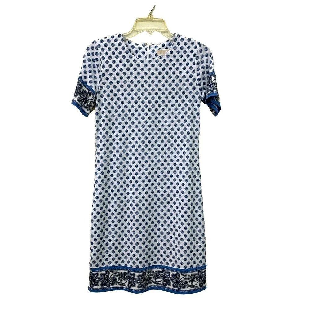 Michael Kors Womens Size XS Multicolor Boho Bohemian Print Sheath Stretch Dress